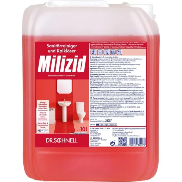 Dr.Schnell Badreiniger Milizid Original, 30007, Sanitärreiniger, Gegen Kalk Und Schmutz, 10 Liter 1