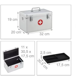 Relaxdays Erste-Hilfe-Koffer Aluminium, Ohne Füllung 12